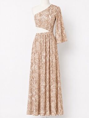 L'AGENCE Fontana One Shoulder Snake Print Dress